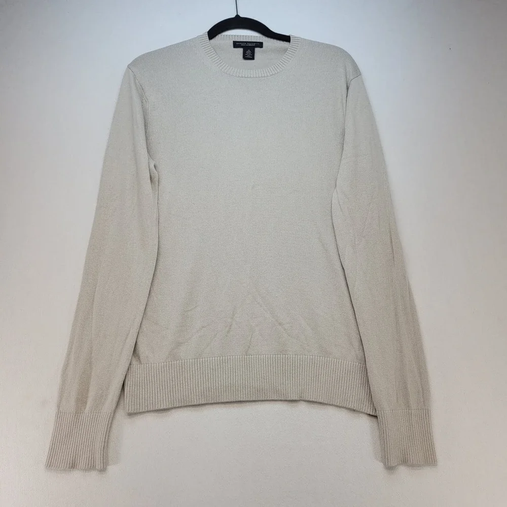 Banana Republic Sweater Mens Medium Beige Silk Cashmere Crewneck